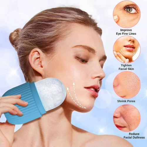 Reusable pink silicone ice roller for face designed to reduce puffiness, tighten pores, and refresh skin naturally.