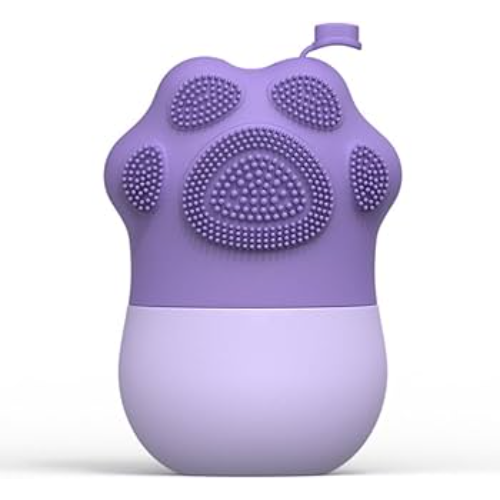 "Purple Cat Claw Ice Massage Device with a floral ice insert on a white background."