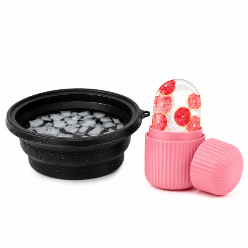"Silicone Ice Facial Bowl and Ice Face Roller Combo on a white background."