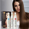 Keraplex Brazilian Keratin Hair Treatment 3-step hair care set with three treatment bottles for smooth, shiny, frizz-free hair.
