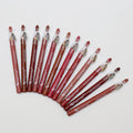 Flormar Set of 12 Lip Pencils arranged on a white background, featuring a variety of nude, pink, and brown shades for precise lip lining, shaping, and long-lasting lip definition.
