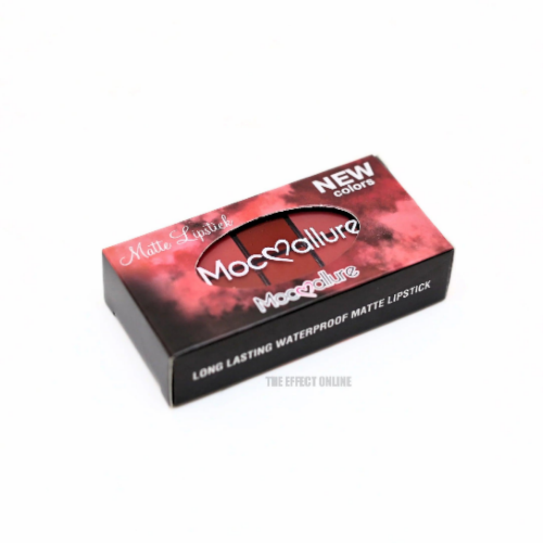 Mocallure 10 color matte lipstick palette with multiple lipstick shades in a compact box.