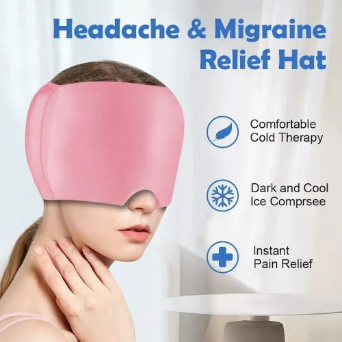 "Instant Headache Relief Gel Ice Mask product box on a white background."