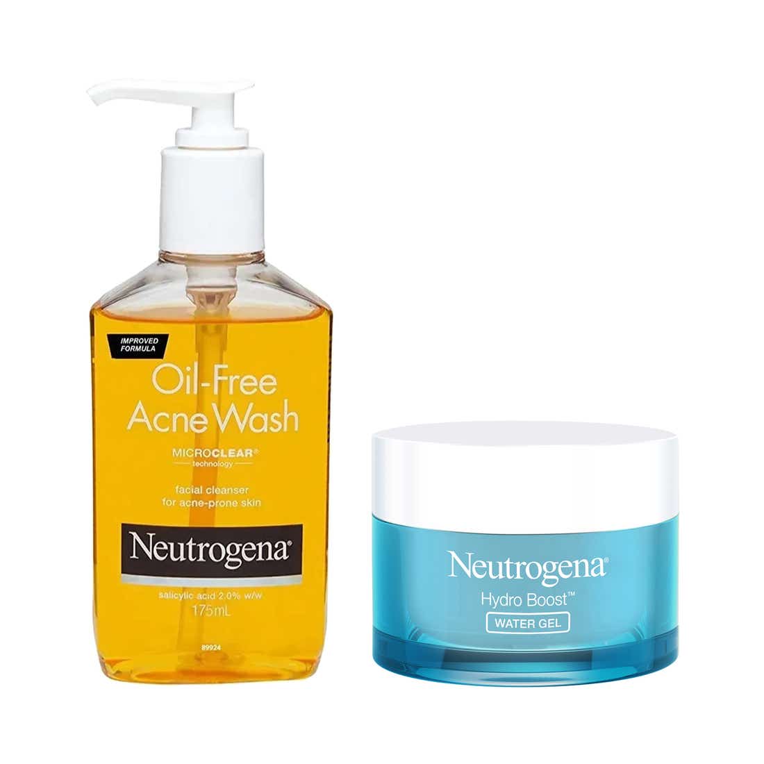 Neutrogena Best Selling Combo For Acne Prone Skin Hyaluronic Acid Water Gel + Oil Free Acne Wash