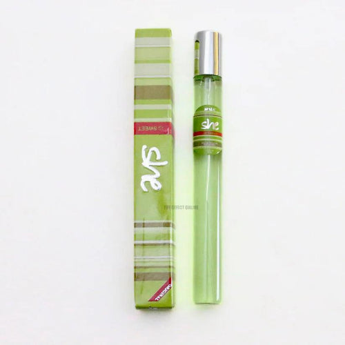 Colorful She pocket perfume collection featuring mini long-lasting fragrance bottles and matching perfume boxes in assorted scents.
