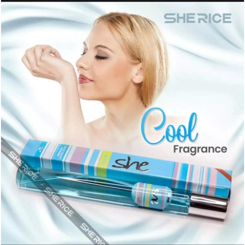 Colorful She pocket perfume collection featuring mini long-lasting fragrance bottles and matching perfume boxes in assorted scents.